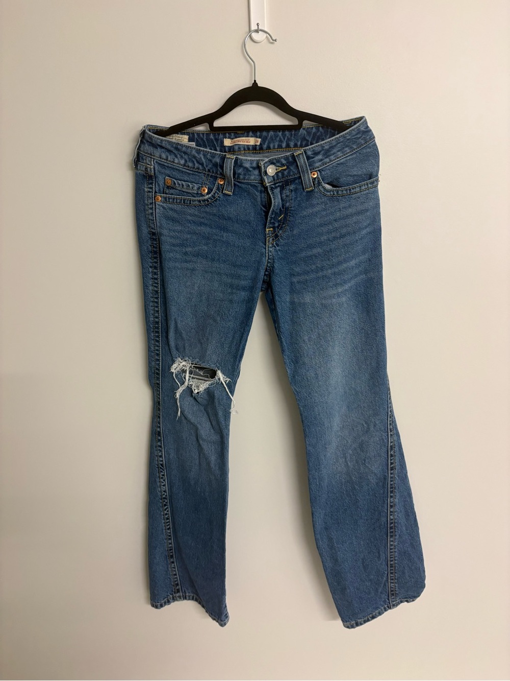 Blue Distressed Women's bootleg Jeans
